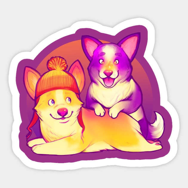 Cunning Corgis Sticker by MeganLara